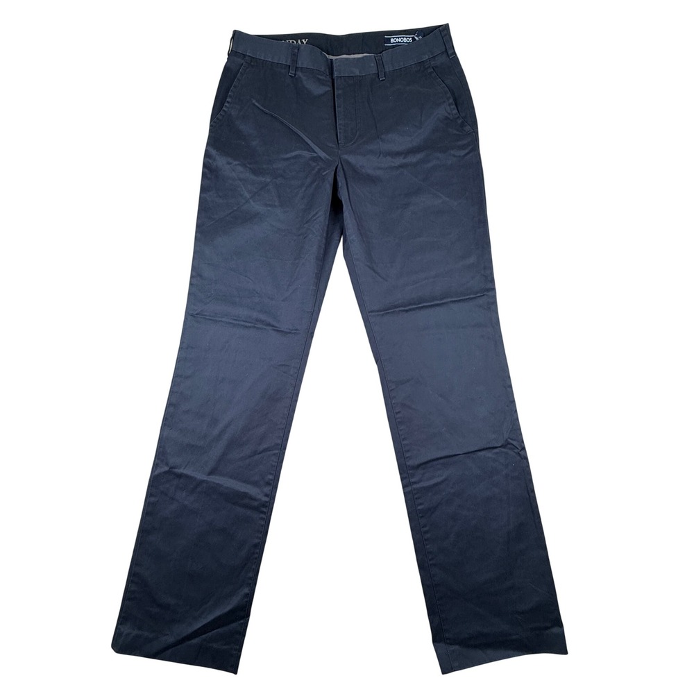 Bonobos Mens Weekday Warrior Monday Straight Fit Navy Blue Cotton Pants 34x32